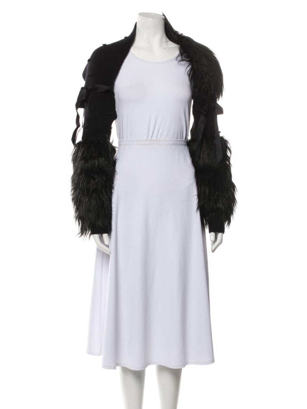 Simone Rocha Black Faux Fur Sleeve Shrug